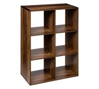Five - Meuble Étagère 6 Cases de Rangement Coloris Bois foncé Style Industriel H 100.5 cm