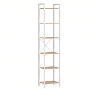Étagère 6 Niveaux, Bibliothèque, Meuble de Rangement, pour Bureau, Salon, Chambre, 30 x 40 x 187,5 cm, Style Industriel, Beige Naturel et Blanc Mat À propos de cet article[Structure peu encombrante] D