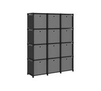 Etagère à 12 cubes avec boîtes Noir 103x30x141 cm Tissu