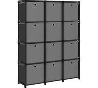 vidaXL Étagère cube avec boîtes 12 compartiments noir 103x30x141 cm Tissu