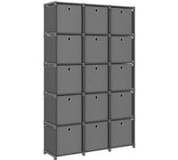 vidaXL Étagère 15 cubes avec boîtes en tissu Gris 103x30x175,5 cm