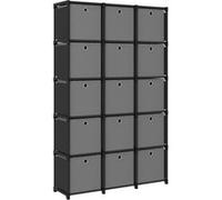 vidaXL Étagère cube avec boîtes 15 compartiments noir 103x30x175,5 cm Tissu