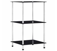 vidaXL Étagère à 3 niveaux – Verre trempé – Noir 40x40x67 cm