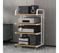 Étagère à 4 niveaux avec roues universelles pour platine vinyle et HiFi Equint - Support robuste pour disques vinyles et autres