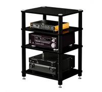 Étagère à 4 niveaux pour salon - Filet multifonction pour platines, amplificateurs et boîtes Sky Box - Organiseur noir robuste (60 x 48 x 81 cm)