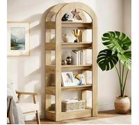 Étagère à 5 niveaux, étagères en forme d'arc, étagère en bois haute debout, étagère de présentation moderne, Étagère 180cm