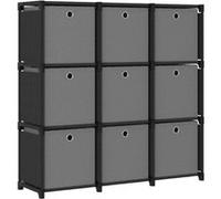 vidaXL Étagère cube avec 9 boîtes Noir 103x30x107,5 cm Tissu
