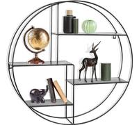 Étagère à arceaux, ronde, avec 4 tablettes, étagère à arceaux, 55 cm x 12 cm, plusieurs étagères suspendues, étagère de présentation, bibliothèque, fixation murale, tablette courbe (avec étagère métal
