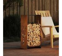 vidaXL Étagère à Bois 40x30x80 cm Acier résistant aux intempéries, Support à bûches de cheminée, Support à bûches, Support à bûches
