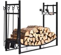 Étagère à bois de chauffage avec outils, support de rangement intérieur et extérieur pour poêles, foyers, feux de camp