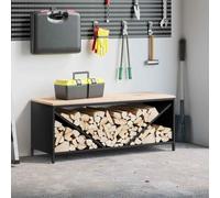 vidaXL Étagère à bois de chauffage avec plateau en bois noir