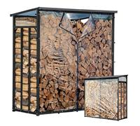 Étagère à bois de chauffage en métal pour extérieur, 185 x 70 x 185 cm, avec protection contre les intempéries, transparente, profil en acier de 40 mm, anthracite, résistant aux intempéries, capacité