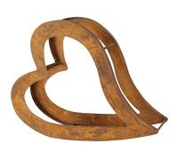 Étagère à bois de chauffage Étagère en métal Bois de chauffage rouille Rangement pour bois rouille, extérieur & intérieur, cœur allongé, LxHxP 73x27x57 cm