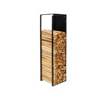 Étagère à bois Relaxdays, murale, H x L x P : 120 x 25 x 25 cm, bois de chauffage, acier revêtu, étagère à bûches, noir