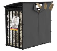 Étagère à bûches design de jardin en métal avec toit extérieur galvanisé de | 185 x 105 x 185 cm - Pour bûches de 33 cm - Charge maximale de 3,5 t - Support pour bûches de chauffage - Couverture XXL pour