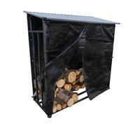 Étagère à bûches Toit incliné - capacité 3 stères - Longueur 186 cm - Abri bois range buches Extérieur - Bâche de protection