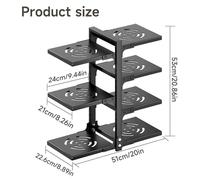 Étagère à casseroles et poêles à 7 niveaux - Support réglable pour placard et évier - Rangement métallique peu encombrant - Résistant à la rouille - Polyvalent - Gris clair