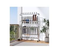 Etagère à chaussures avec roulettes Argenté 89x27x120 cm