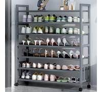 Étagère à chaussures d'entrée sur pied avec roulettes, étagère à chaussures d'entrée de grande capacité, étagère à chaussures DIY à forte capacité de charge, adaptée aux entrées, balcons, etc. ( Color