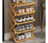 Étagère à chaussures en bambou pliable à 5 niveaux pour intérieur et extérieur - Solution de rangement peu encombrante pour chaussures, bottes et pantoufles