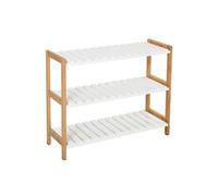 HomCom Étagère à chaussures 3 niveaux en pin, 3 étagères à lattes, 70×26×57,5 cm, blanc effet bois