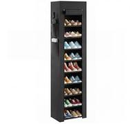 HOMCOM Étagère à Chaussures 20 Paires 10 Niveaux 45 x 30 x 175 cm Noir | Range-Chaussures en Métal, Housse Anti-Poussière, pour Entrée, Couloir, Salon