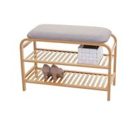 Étagère À Chaussures Hwc-F72,Banc Rembourré, Étagère À Chaussures, Rangement En Bambou 50x70x30cm Multicolore
