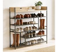 DanDiBo Étagère à chaussures peu encombrante en métal noir moderne 6 étages 100 cm avec étagère 96701 Étagère à chaussures avec espace de rangement Étagère à chaussures
