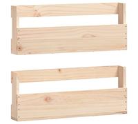 Étagère à Chaussures Murale en Bois de Pin Massif 2 Pièces 59x9x23 cm | Bois massif naturel, rangement mural gain de place, design minimaliste, lot de 2, fixation murale, entrée couloir dressing