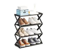 Étagère à Chaussures Pliable à 4 Niveaux pour Placard, Entrée, Chambre à Coucher - sans Assemblage d'outils, Gain de Place, Chaussures Debout, pour Baskets, Bottes, Sandales, Blanc (Black)