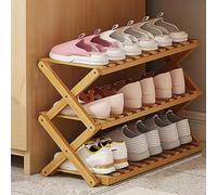 Étagère à chaussures pliable en bambou à 3/4/5/6 niveaux Design ouvert pour entrée en plein air et camping - 70 cm de couleur bûche, rangement peu encombrant pour chaussures