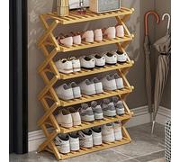 Étagère à chaussures pliable en bambou à 6 niveaux pour intérieur ou extérieur, camping, couleur bûche, 70 cm, design compact