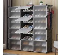 Étagère à chaussures pour 48 paires de chaussures, meuble à chaussures à 3 x 8 niveaux, pour couloir, chambre à coucher, entrée, 30 x 40 x 30 cm par compartiment noir