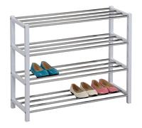 Idimex Étagère à chaussures DUBLIN, métal chromé laqué blanc, 4 niveaux