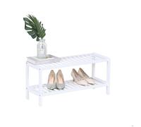 Relaxdays Meuble à chaussures blanc en bambou