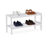 Étagère à Chaussures Relaxdays, H x L x P : 33 x 70 x 26 cm, Bambou, 2 Niveaux, pour 6 Paires, Support à Chaussures.