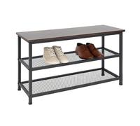 Étagère à Chaussures Relaxdays Industrial, 6 Paires HBT 45x80x30 cm, en métal, 2 Niveaux, Noir/Brun