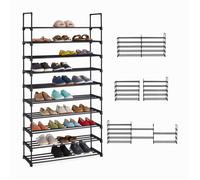 Étagère à chaussures Relaxdays XXL, système emboîtable, 10 niveaux modulables, HxLxP 175,5x93x30,5 cm, métal noir