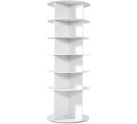 Étagère à chaussures rotative à 6 niveaux, étagère à chaussures pivotante à 360°, présentoir rond rotatif, présentoir autoportant Lazy Susan pour chambre à coucher, salon, entrée, placard, blanc