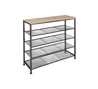 Meuble à chaussures - TECTAKE - Étagère à chaussures SHEFFIELD en acier 100 x 30,5 x 93 cm - Bois clair/Chêne sonoma