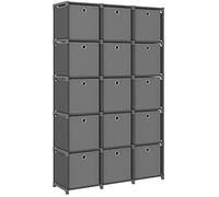 vidaXL Étagère 15 cubes avec boîtes en tissu Gris 103x30x175,5 cm