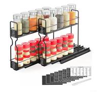 Étagère à épices à 2 niveaux sur la cuisinière avec rails de protection pour comptoir de cuisine, stockage de bouteilles de sel, de sucre et de sauce, assemblage facile, pas de perçage nécessaire