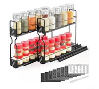 Étagère à épices à 2 niveaux sur la cuisinière avec rails de protection surélevés pour comptoir de cuisine, rangement de bouteilles et pots, outil de montage facile, design peu encombrant, 30 cm