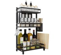 Étagère à épices à 3 niveaux - ERROLVES - Noir - Porte Épices de Rangement pour bouteilles - 34*21*61 CM