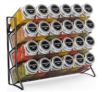 Étagère à épices à 4 niveaux sur pied en métal pour organisateur d'épices, pour placard de cuisine, garde-manger, support de rangement pour assaisonnement pouvant contenir jusqu' 24 pots et bou