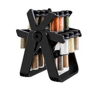 ÉtagèRe à éPices,Carrousel à Épices, Tourniquet à Épices Pivotant à 360 DegréS avec 18 Pots à éPices, MatéRiau Abs, Adapté aux Environnements de Cuisine, 26 X 23 X 34cm, Noir