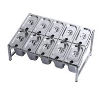 Étagère à épices extensible en acier inoxydable pour buffets de cuisine, distributeur de nourriture pour assaisonnement, sauce, salade, confiture, ingrédients (56,5 x 34,7 x 25,4 cm)