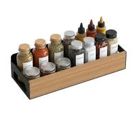 Étagère à Épices Magnétique Frigo, Organisateur Cuisine Suspendu en Métal et Bambou, Support Range Épices Aimanté Sans Perçage pour Réfrigérateur et Surfaces Métalliques, Gain de Place, 28x11x6,5 cm