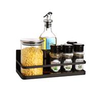 Etagère à épices magnétique pour réfrigérateur, support mural pour assaisonnement noir
