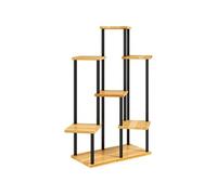 Outsunny Support š€ plantes š€ 7 niveaux pour intšŠrieur et extšŠrieur, šŠtagššre plante en acier et bois, porte plantes pour jardin, terrasse, balcon, salon, bois naturel